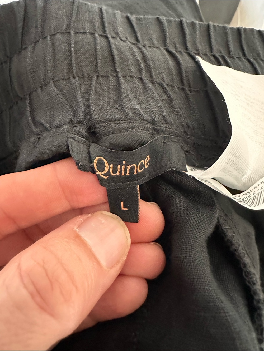 Quince Womens Drawstring 100% European Linen Wide Leg Pants Black L (S5) - Picture 10 of 13